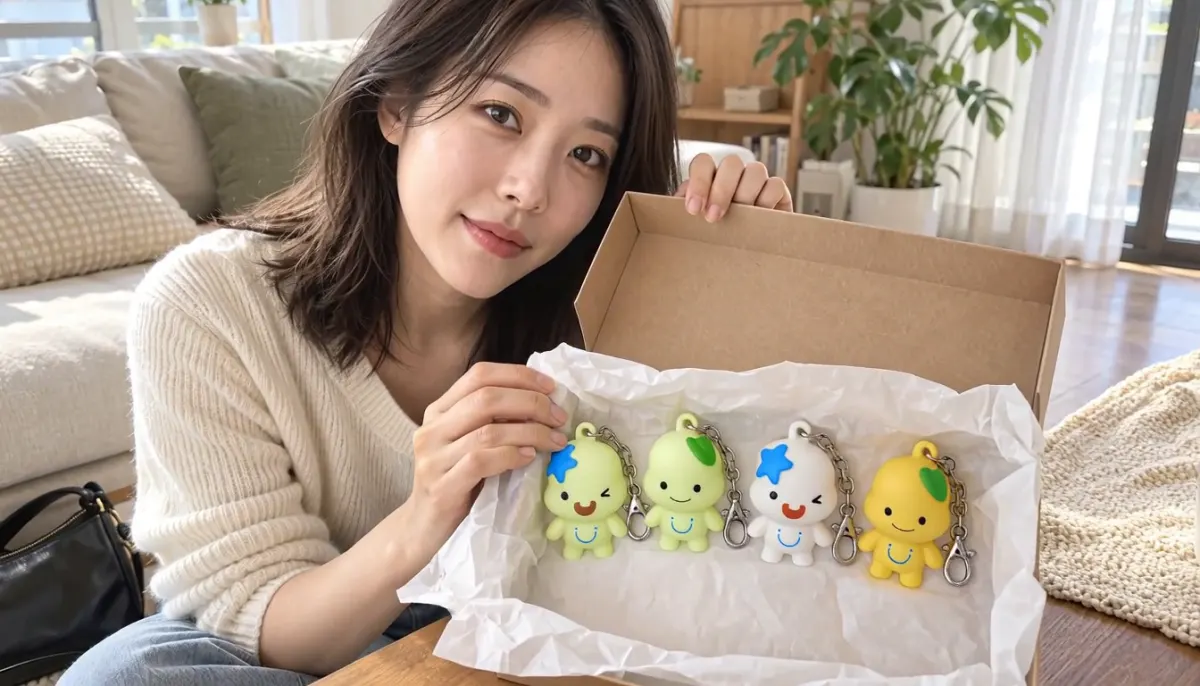 상자 안에 나란히 담긴 해로·토로 키링 네 가지